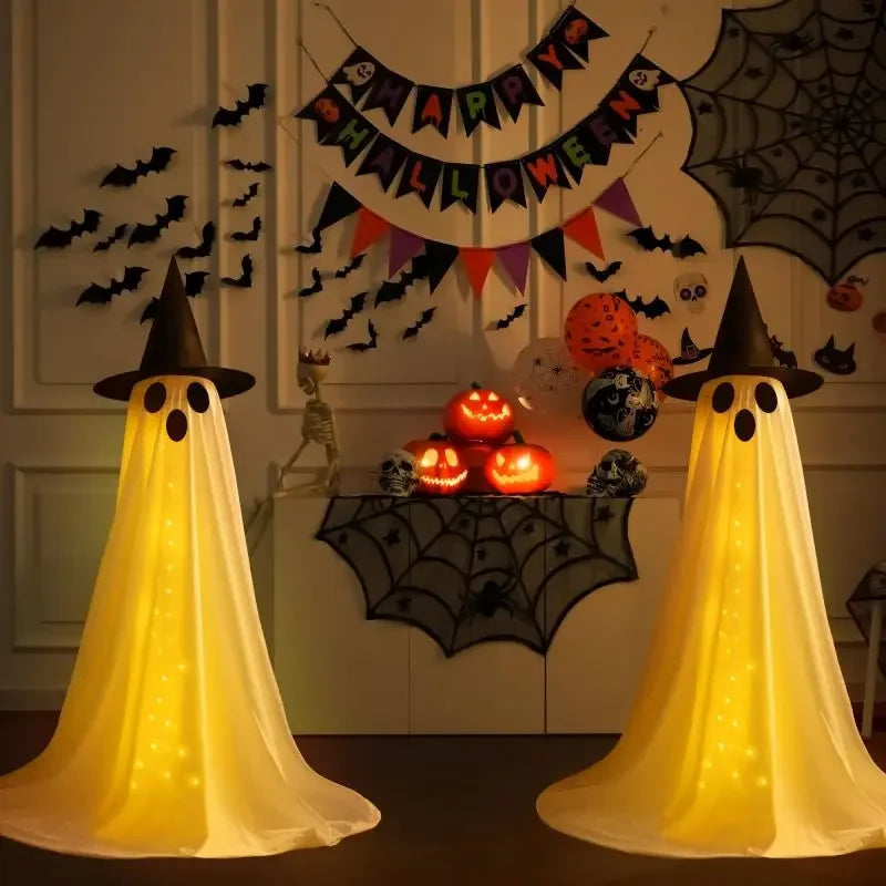 Spooky Ghost Halloween String Lights – Indoor/Outdoor Decor with Remote Control