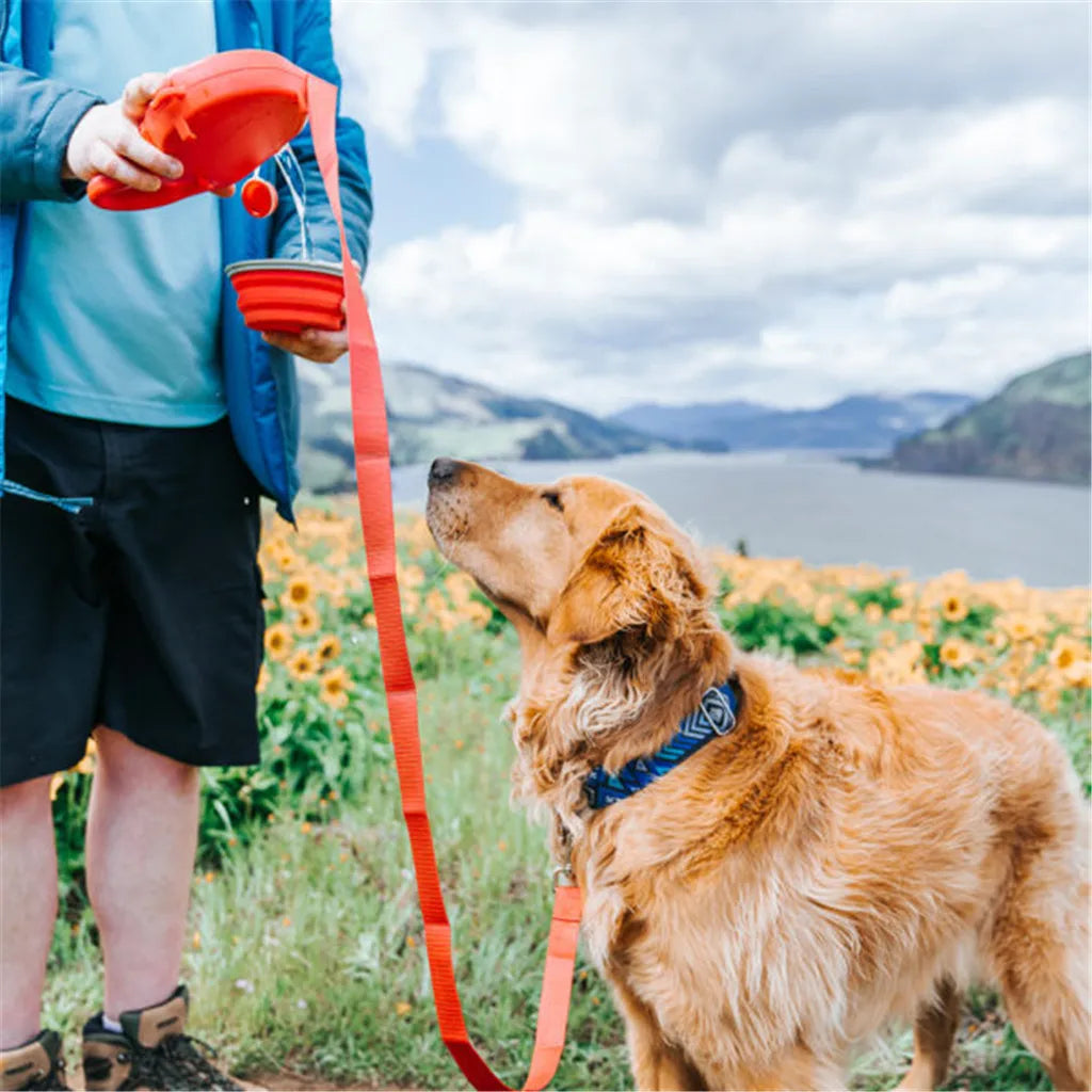 4-in-1 Retractable Dog Leash with Water Bottle & Bowl