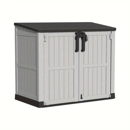 Outdoor Horizontal Storage Shed, 35 Cu Ft Lockable Resin Waterproof Shed, Ideal for Garden Tools